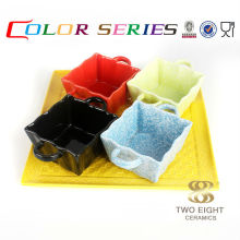 Ceramic small ice cream square individual salad bowl black color